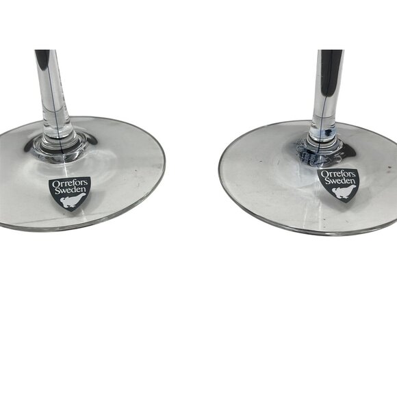 Orrefors Intermezzo Champagne Flutes 250ml Erika Lagerbielke Design Black Stem - Picture 3 of 7